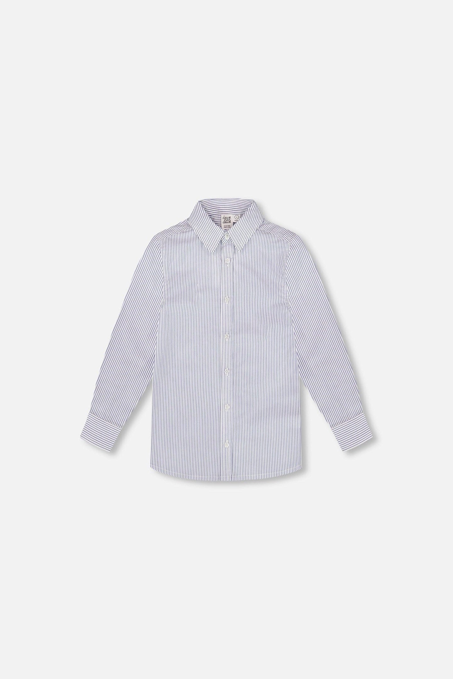 Long Sleeve Button Down Shirt Navy Blue Stripes
