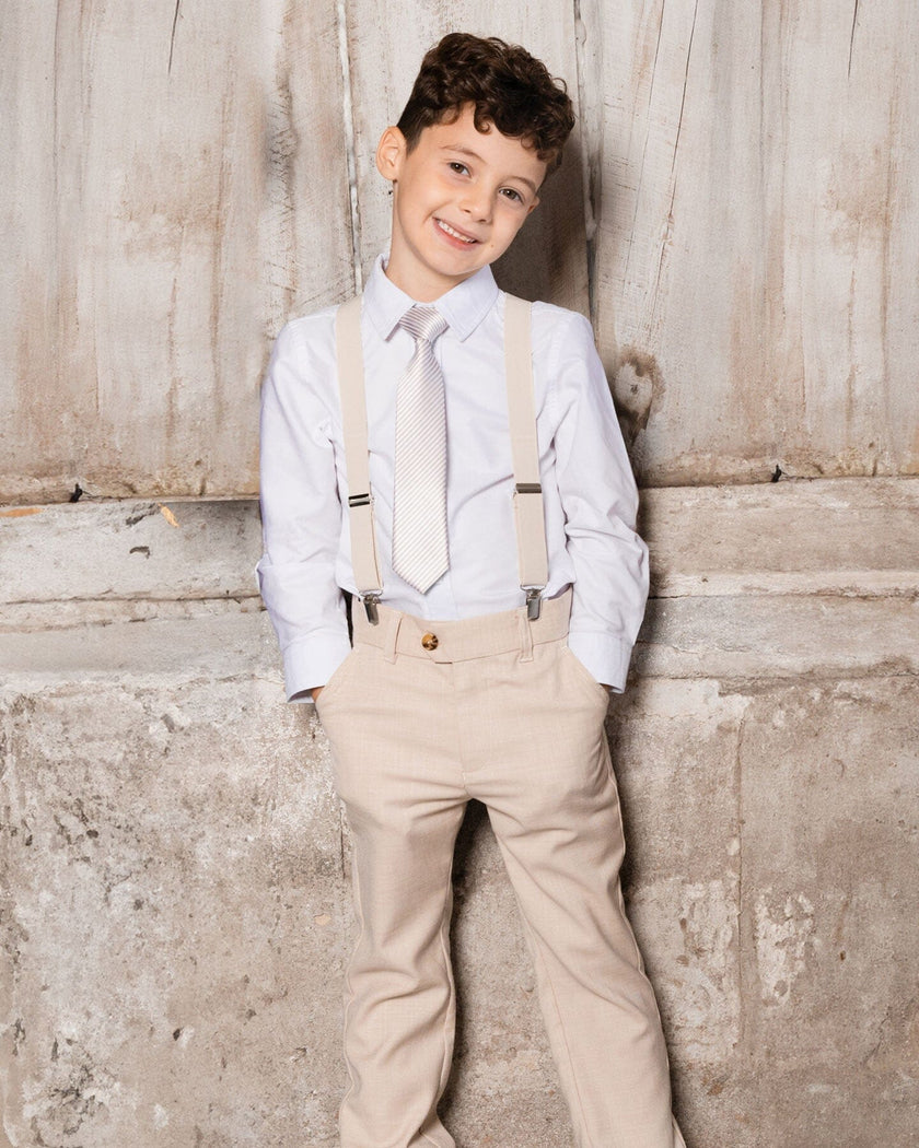 Neck Tie Light Taupe Striped