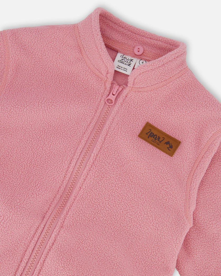 3-In-1 Mid-Season Outerwear Set With Printed Jacket Light Pink And Beige Pant