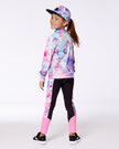 Colorblock Athletic Leggings Black And Multicolored Butterflies