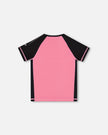 Printed Short Sleeve Athletic Top Pink With Butterflies