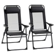Outsunny Dual Camping Delight: Double Foldable Reclining Camping Chairs with Headrest, Black
