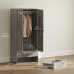 Briar Wardrobe Closet-Armoire with 2 Drawers and Hanging Rod-Grey
