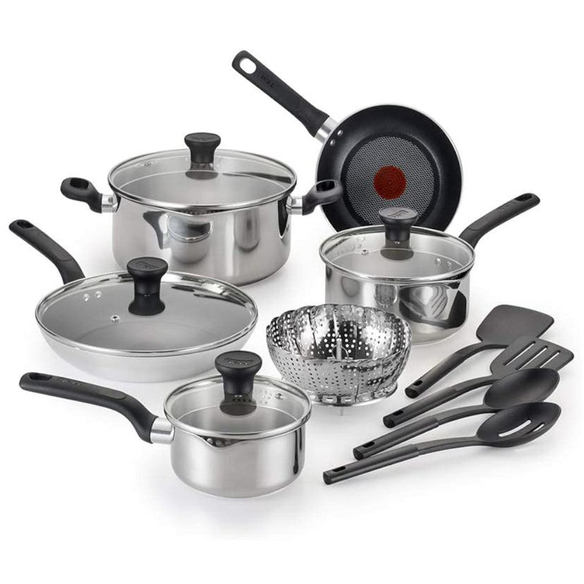 T-FAL Excite 14Pc Stainless Steel Pot Set - G706SE54