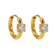 Style GALENA Gold : Boucles d’oreilles mini-cerceaux en or avec une pierre de moissanite ronde.