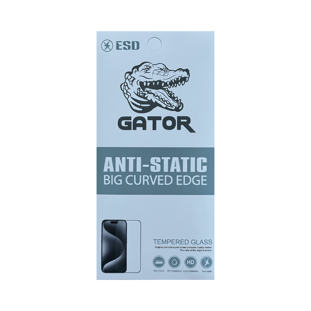 Verre trempé Gator pour iPhone 15 Pro Max Anti-static - noir