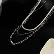 GEILNAR:  Triple Layer Mixed-Chain Necklace in Silver