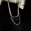 GEILNAR:  Triple Layer Mixed-Chain Necklace in Silver