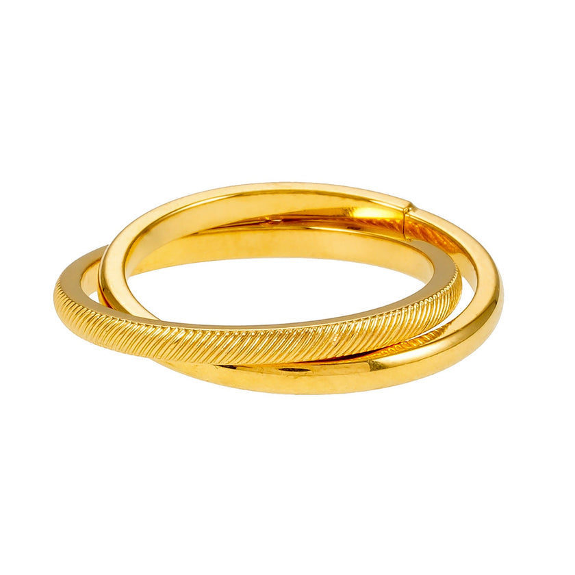 GILBERT : Bague en or à double bande entrelacée, à porter en superposition.