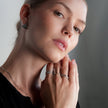 GILBERT : Bague à porter en superposition, double bande entrelacée, en or blanc (ton argenté)