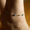 GIROC : Bracelet de cheville en chaîne, perles dorées et pierres naturelles de turquoise africaine.
