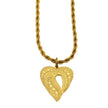 GIVERNY: Ornate Abstract Heart Pendant on a Rope Chain Necklace