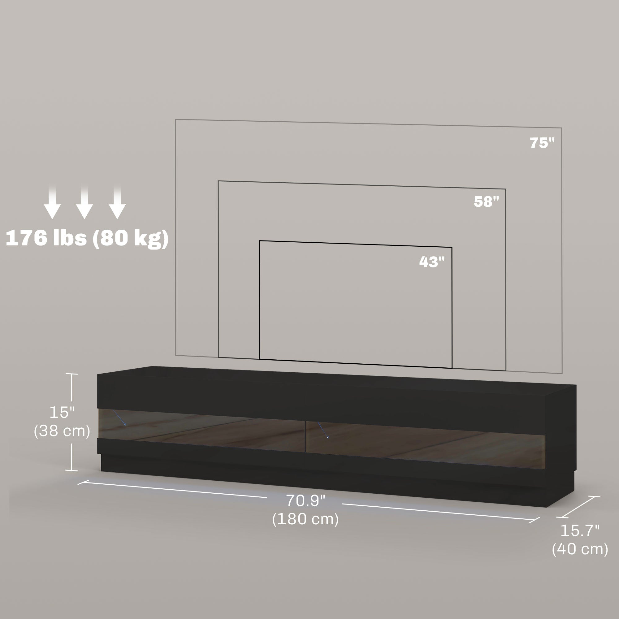 Hart Lighted TV Stand for TVs up to 75