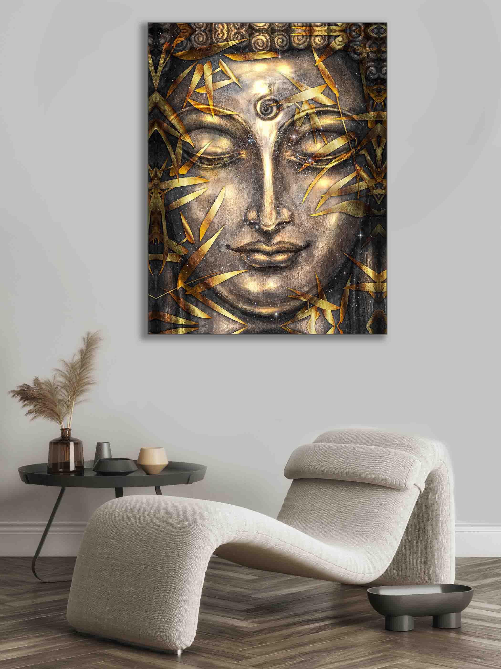 Art mural - Toile peinte Bouddha doré - Oeuvre d'art