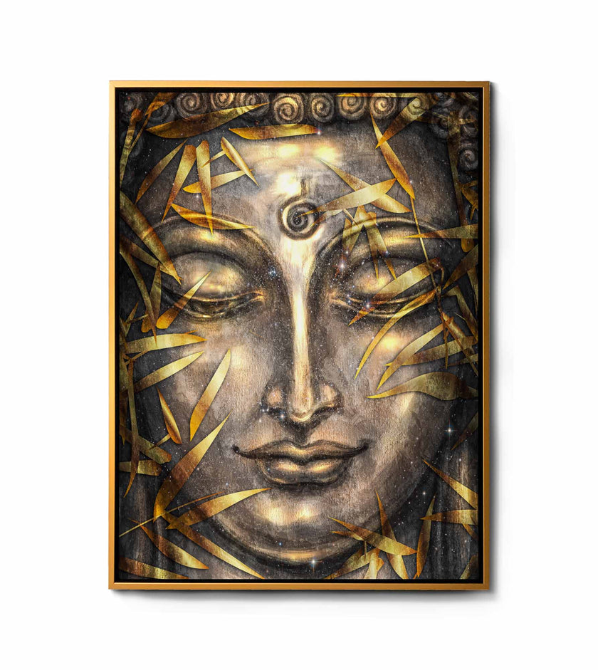 Art mural - Toile peinte Bouddha doré - Oeuvre d'art