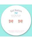 Enamel Stud Earrings - Pretty Pink Bow - Girl Nation