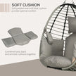 Outdoor Hanging Egg Chair with Thick Padded Cushion, Patio Swing Chair, Grey