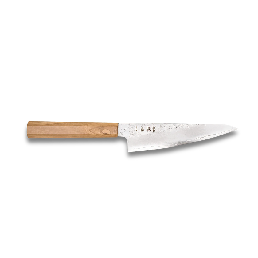 Ginrei Silver 3 Nashiji Kudamono Knife 150mm - Olive Wood Handle