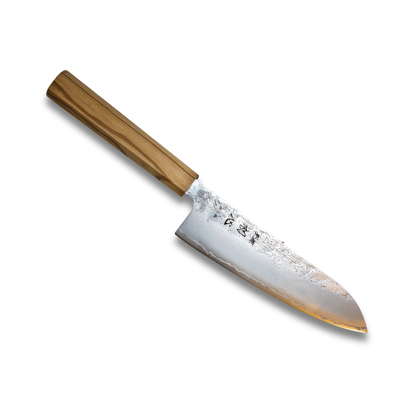 Ginrie Silver 3 3-Layer Nashiji Santoku 170mm with Olive Wood Handle