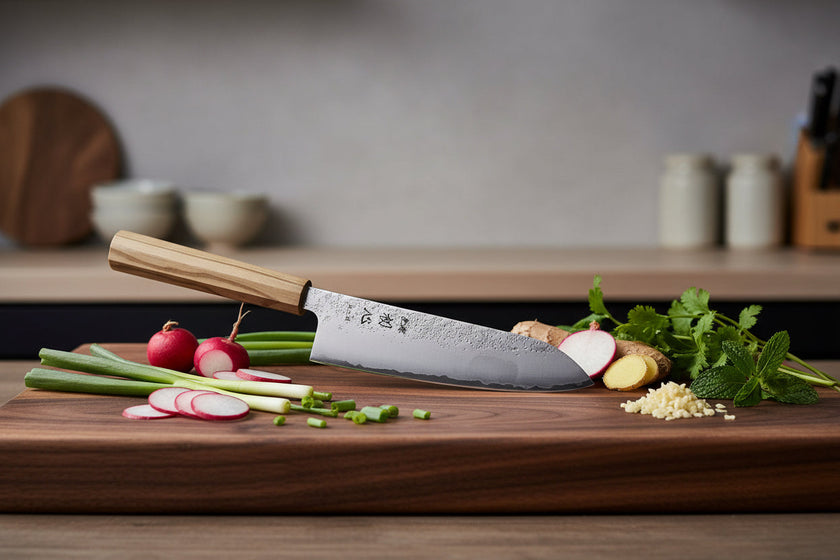 Ginrie Silver 3 3-Layer Nashiji Santoku 170mm with Olive Wood Handle