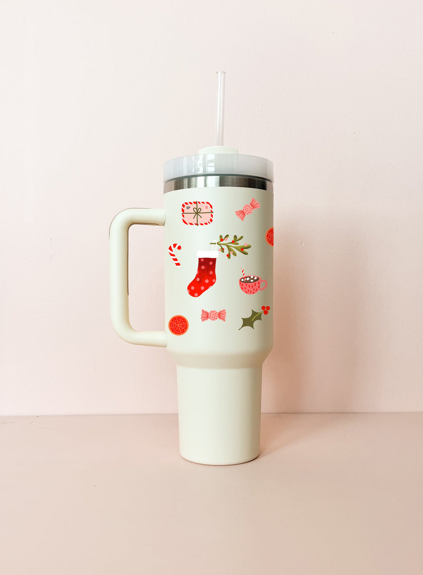 Gobelet isotherme 40oz - blanc crème Matin de Noël