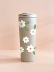 Gobelet isotherme 24oz - greige Fleurs maxi blanches