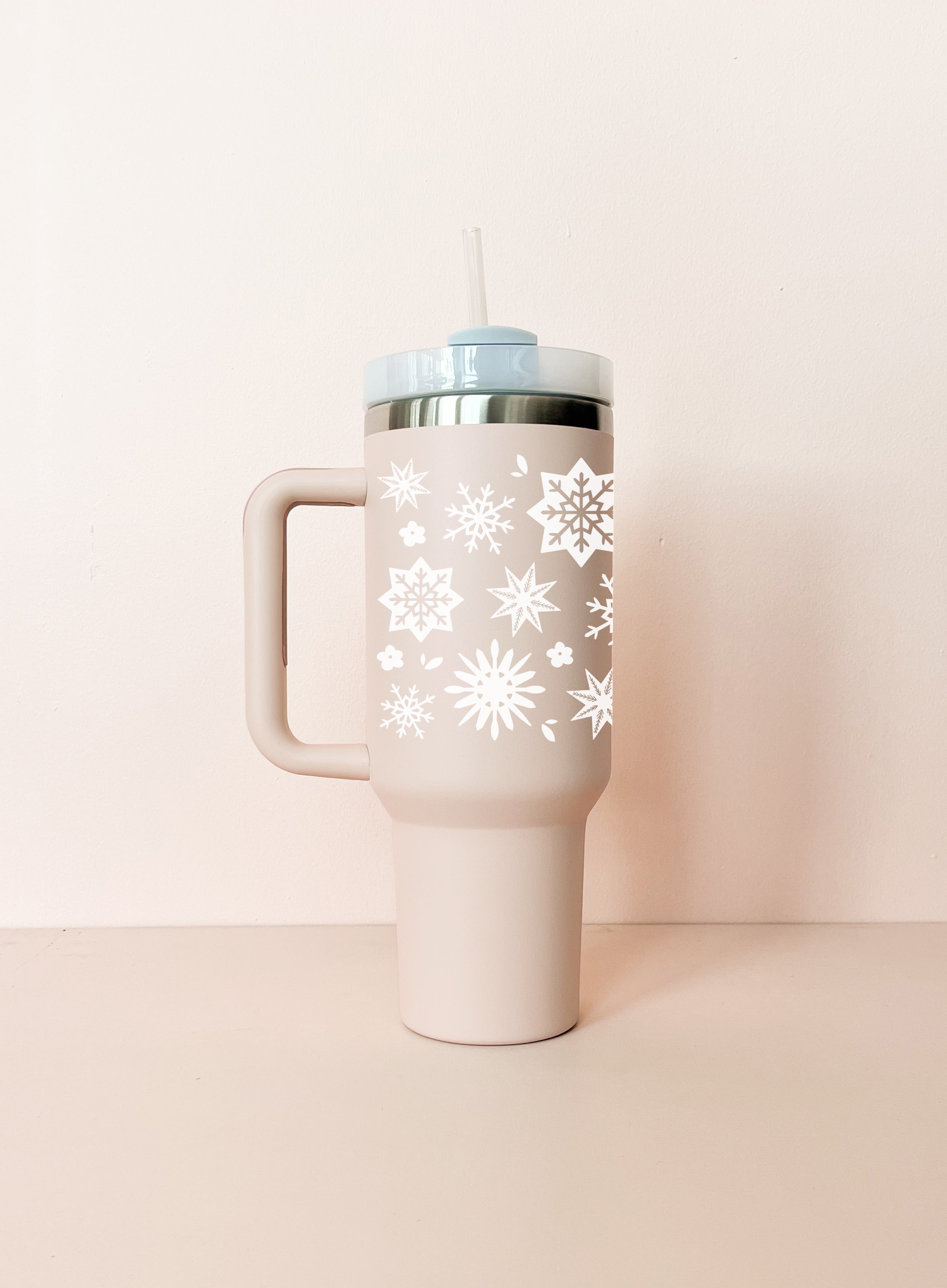 Gobelet isotherme 40oz - rose pâle Flocons