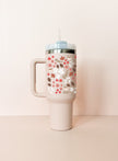 Gobelet isotherme 40oz - rose pâle mosaïque d'automne