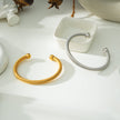GOCHAR: Contemporary Elegance - White Gold ( Silver Toned) Bracelet with Surface Lines & Ball Bead Accents