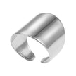 GOKOU : Bague argentée moderniste à large bande allongée.