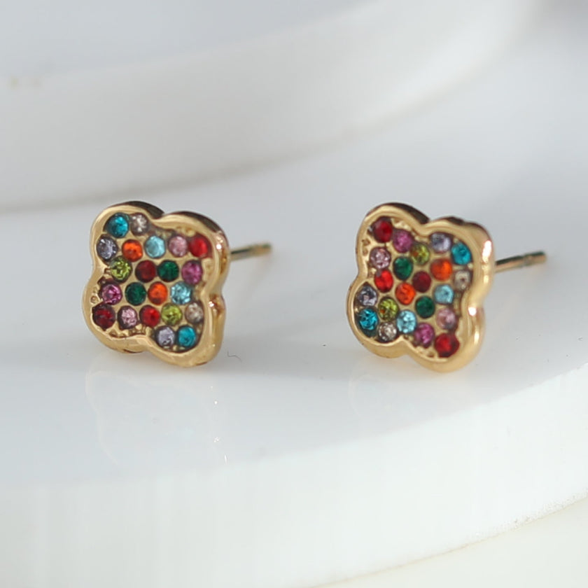 GOLDIE : Boucles d'oreilles à puces multicolores d'inspiration vintage.