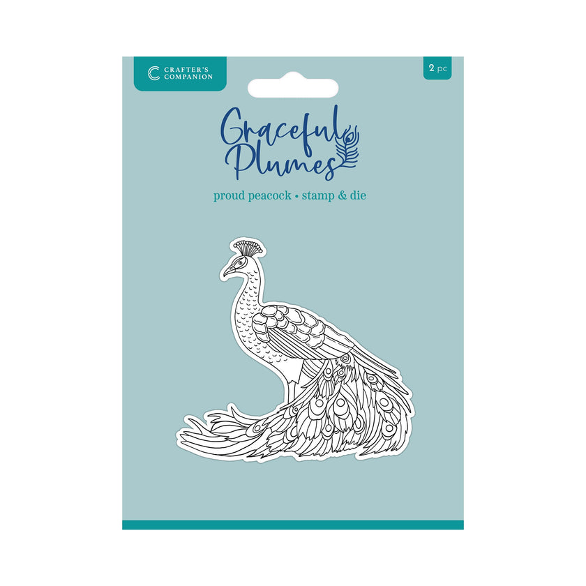 Graceful Plumes Stamp & Die - Proud Peacock 