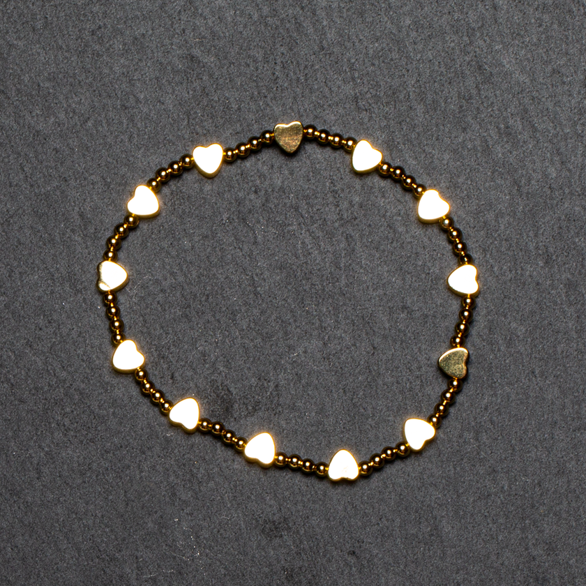 Elasticated Heart Bracelet In Gold Plate