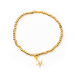 Elasticated Star Charm Bracelet In Gold Plate