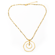 Beaten Double Ring Necklace In Gold Plate