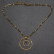 Beaten Double Ring Necklace In Gold Plate