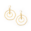 Beaten Double Ring Earring In Gold Plate