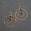 Beaten Double Ring Earring In Gold Plate