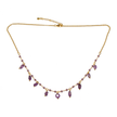Amethyst & Glass Bead Droplet Necklace In Gold Plate