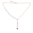 Amethyst & Glass Bead Delicate Drop Necklace In Gold Plate
