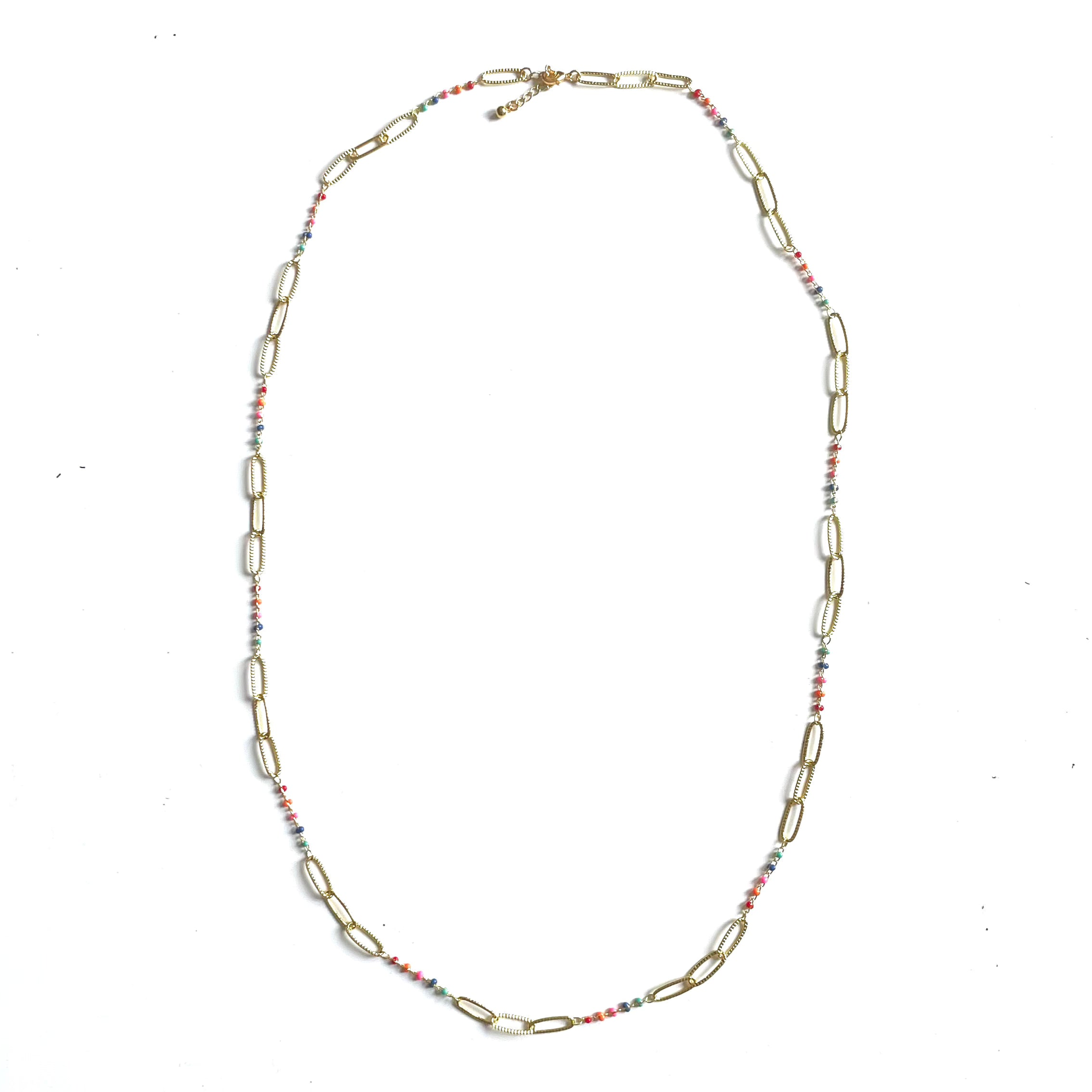 Long Chainlink Necklace with Enamel