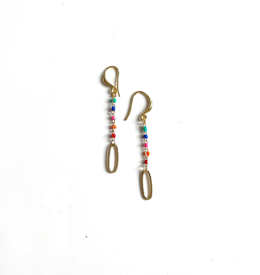 Long Chainlink Earrings with Enamel