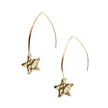 Hammered Star Drop Earring - Gold Plate