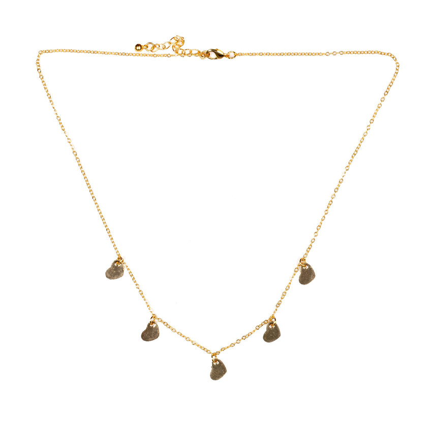 Five Heart Necklace- Gold Plate