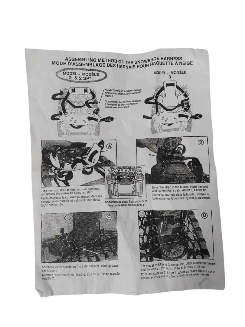 GV Snowshoes Two Piece Instep Bindings for Vintage Wooden Snowshoes