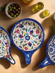 Handmade Ceramic Serving Pan 5 Inch Appetizer & Snack Dish Multiple Floral & Blue Rose Designs