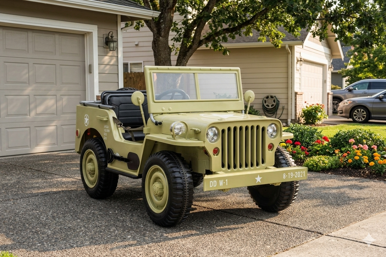 24V Army Jeep 3 Seater DELUXE Kids Ride On Car with Remote Control