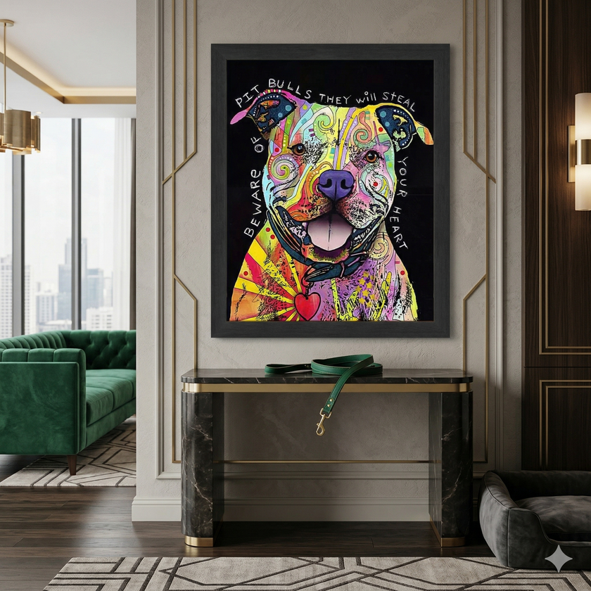 LOVE AND A DOG COLORFUL POP ART FRAMED WALL DECOR (33.5
