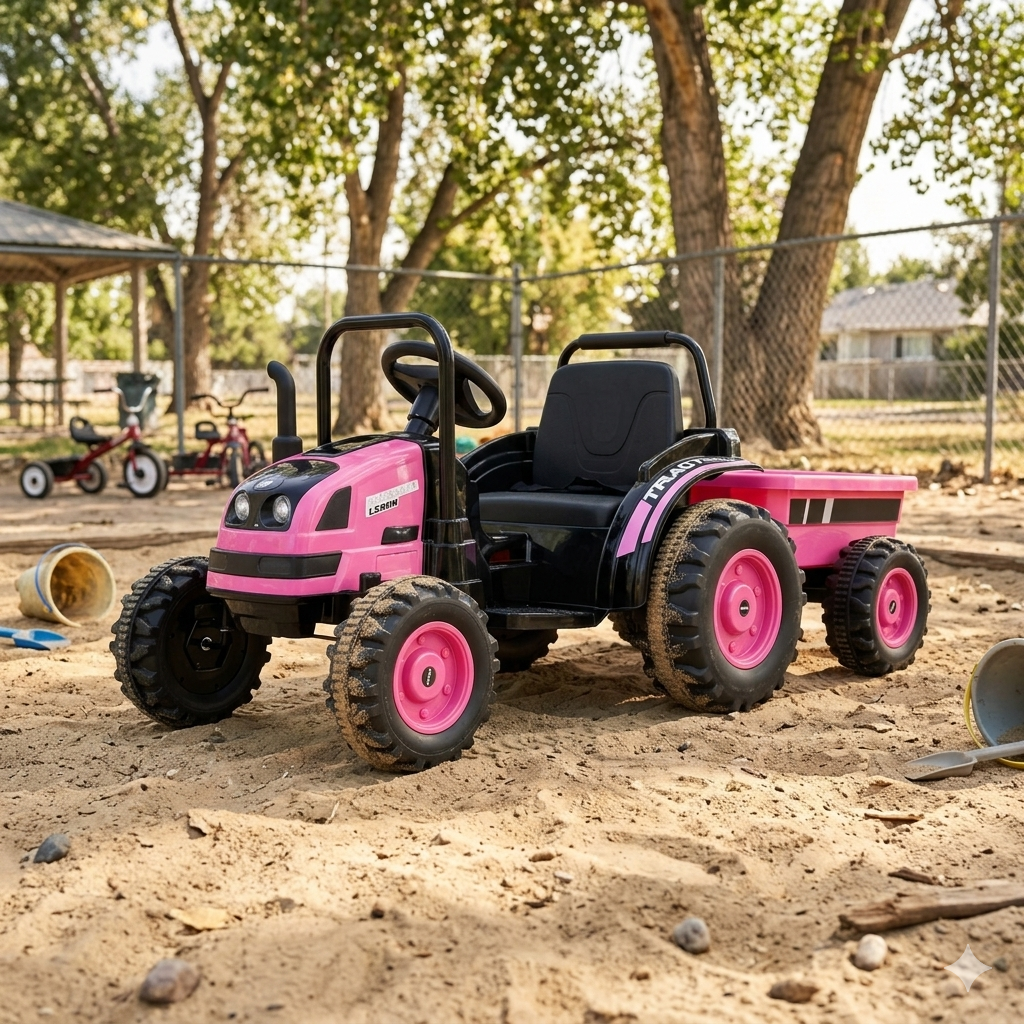2026 6v Tractor Powered Ride-On Car Remote Control with Detachable Wagon