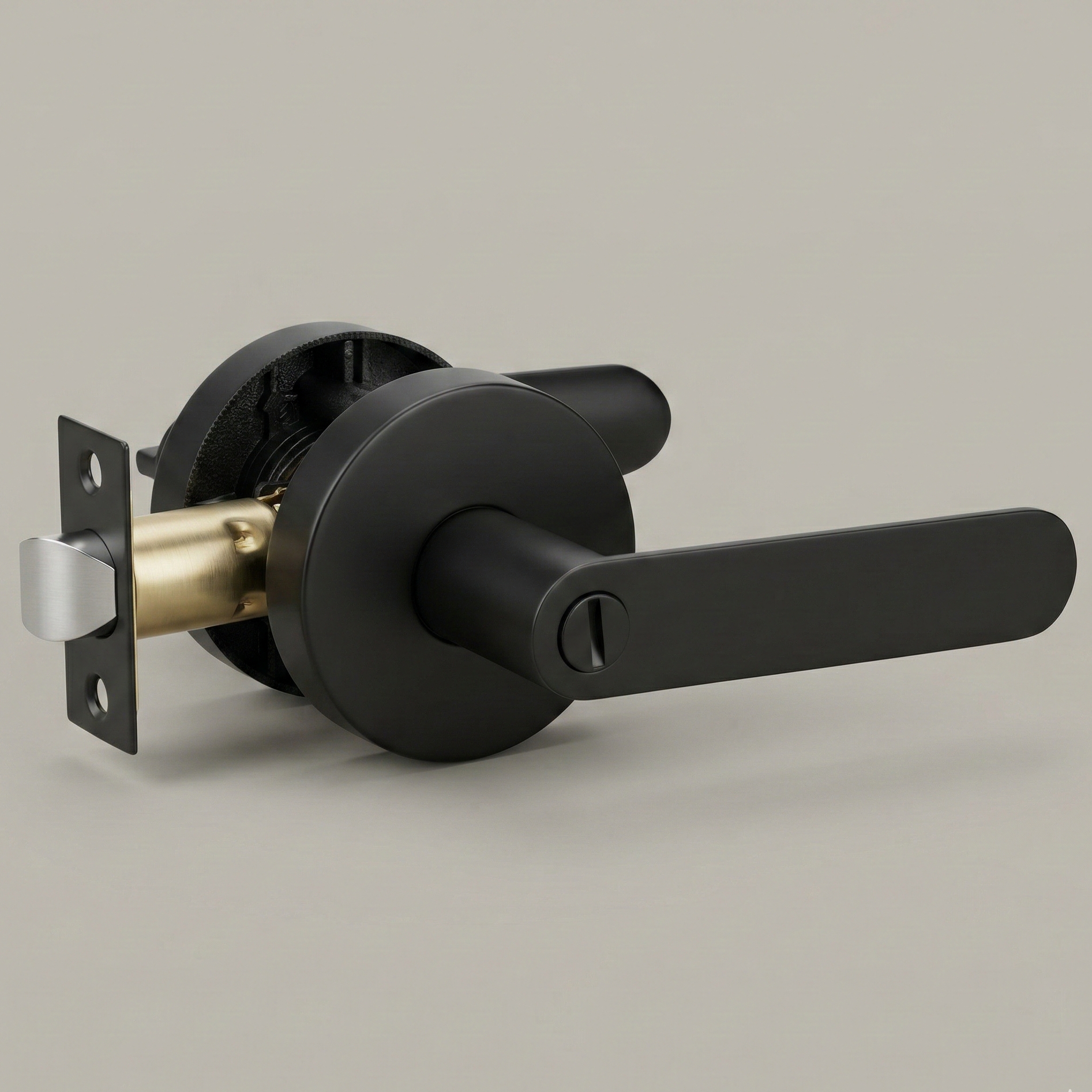 Flat Bar Door Lever, Satin Nickel or Matte Black — Interior Door Hardware Set